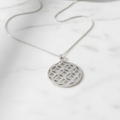 Collier or blanc et diamants