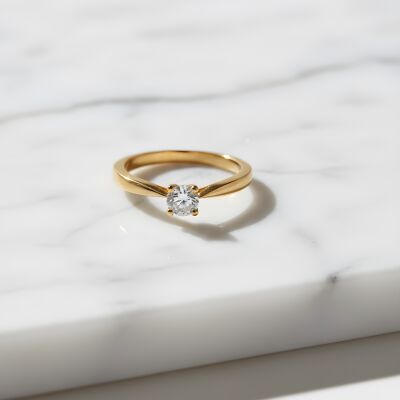 Solitaire or rose et diamant