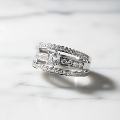 Bague or blanc et diamants