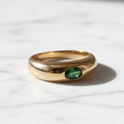 Jonc or jaune et tsavorite