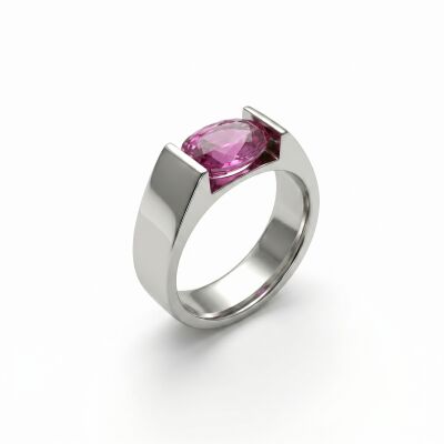 Bague en or blanc et saphir rose de 0.870ct
