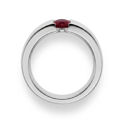 Bague or blanc spinelle rouge