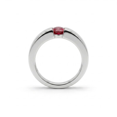 Bague or blanc spinelle rouge