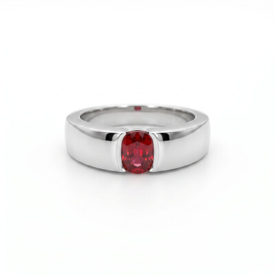 Bague or blanc spinelle rouge
