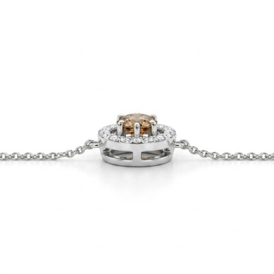 Bracelet or blanc motif central diamant chocolat et entourage diamants