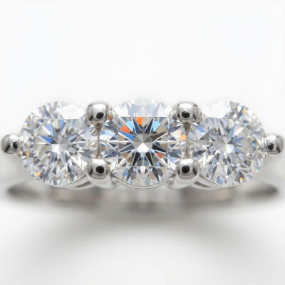 Bague or blanc et trois diamants