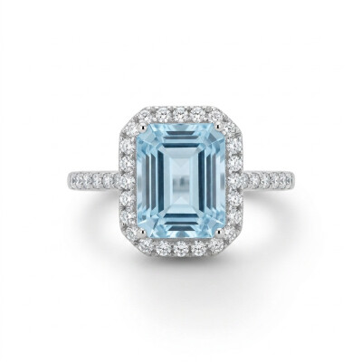 Bague or blanc, topaze et diamants