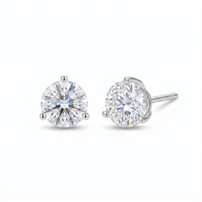 Boucles d'oreilles puces diamants 3 griffes