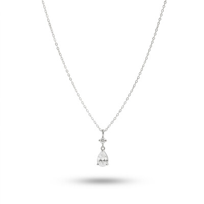 Collier et pendentif or blanc et diamants