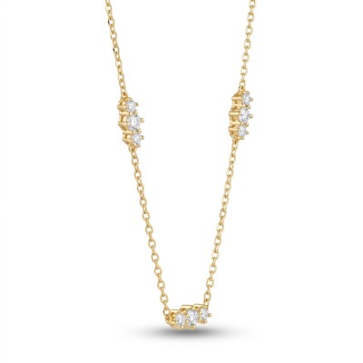Collier or jaune trois motifs de trois diamants