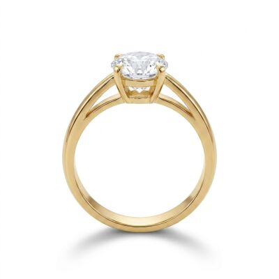 Solitaire or jaune diamant et 4 griffes