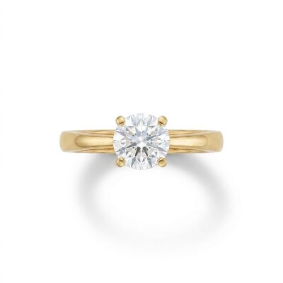 Solitaire or jaune diamant et 4 griffes