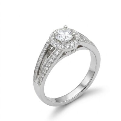 Solitaire entourage diamants