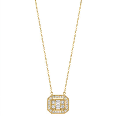 Collier or jaune pendentif diamants