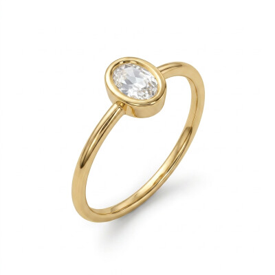 Solitaire or jaune et diamant serti clos