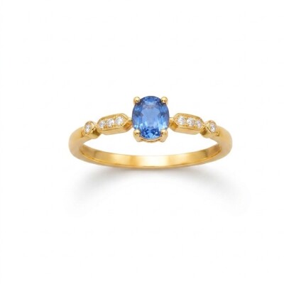 Bague or jaune, saphir et diamants