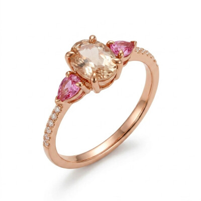 Bague or rose, morganite, saphirs rose et diamants