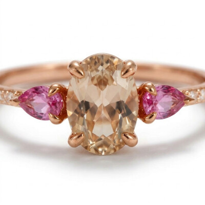 Bague or rose, morganite, saphirs rose et diamants