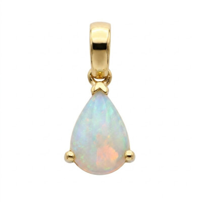 Pendentif or jaune opale blanche taille poire