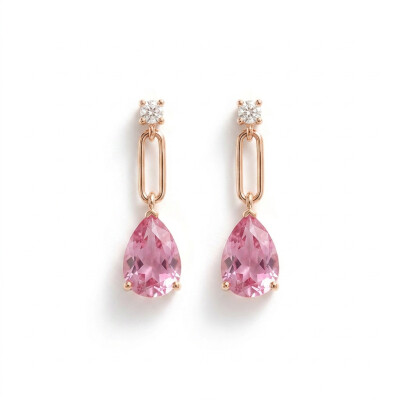 Pendants or rose, saphir rose et diamants