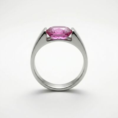 Bague en or blanc et saphir rose de 0.870ct