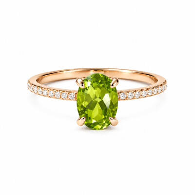 Bague or jaune, péridot et diamants