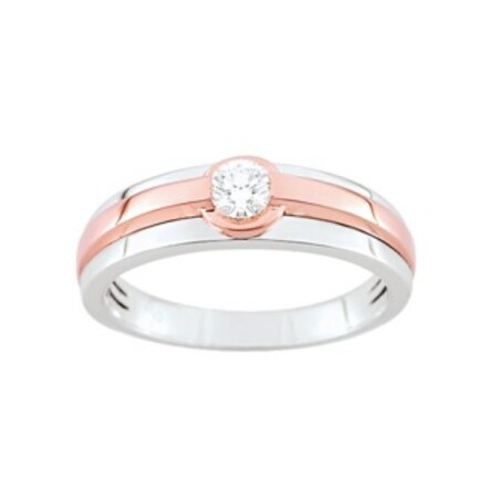 Bague solitaire Diamant Or rose et gris