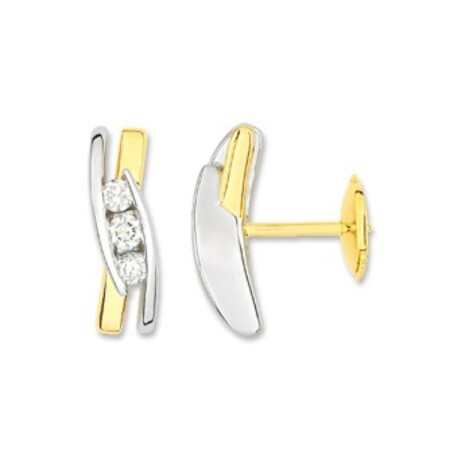 Boucles d'oreilles Clous Diamant 0.27 carats et Or jaune et gris