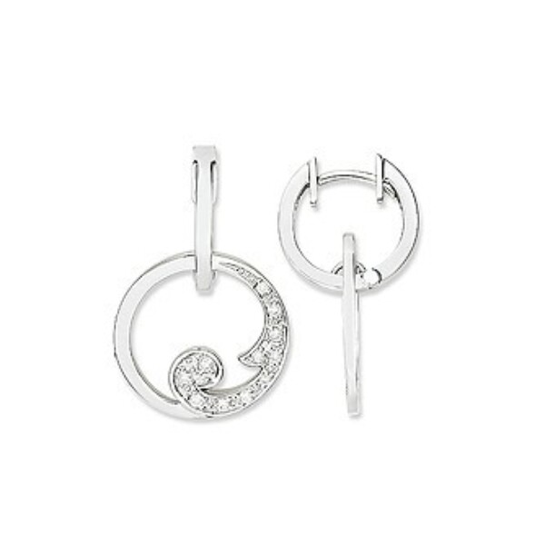 Boucles d'oreilles pendantes Diamant 0.15 carats et Or gris