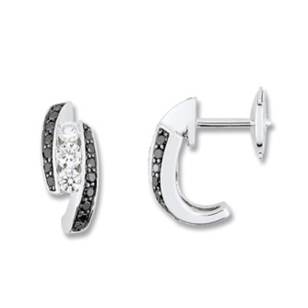 Boucles d'oreilles Diamant noir et blanc