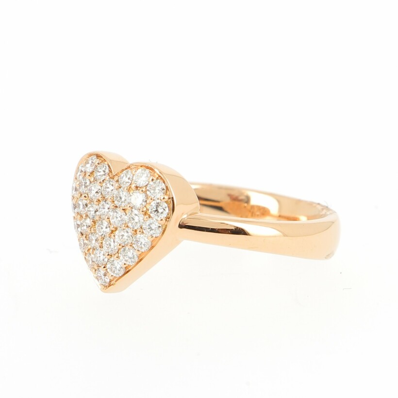 Heart Pink Gold and Diamonds Ring