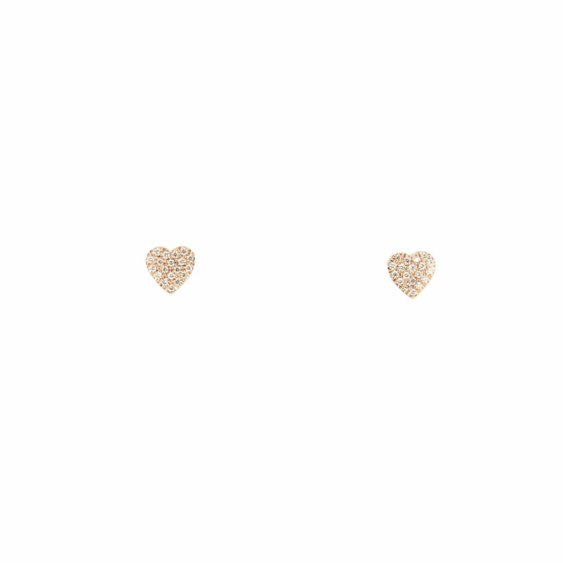 Heart Earrings in rose gold and diamonds