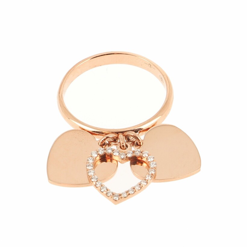 3 Hearts Ring in rose gold and diamonds