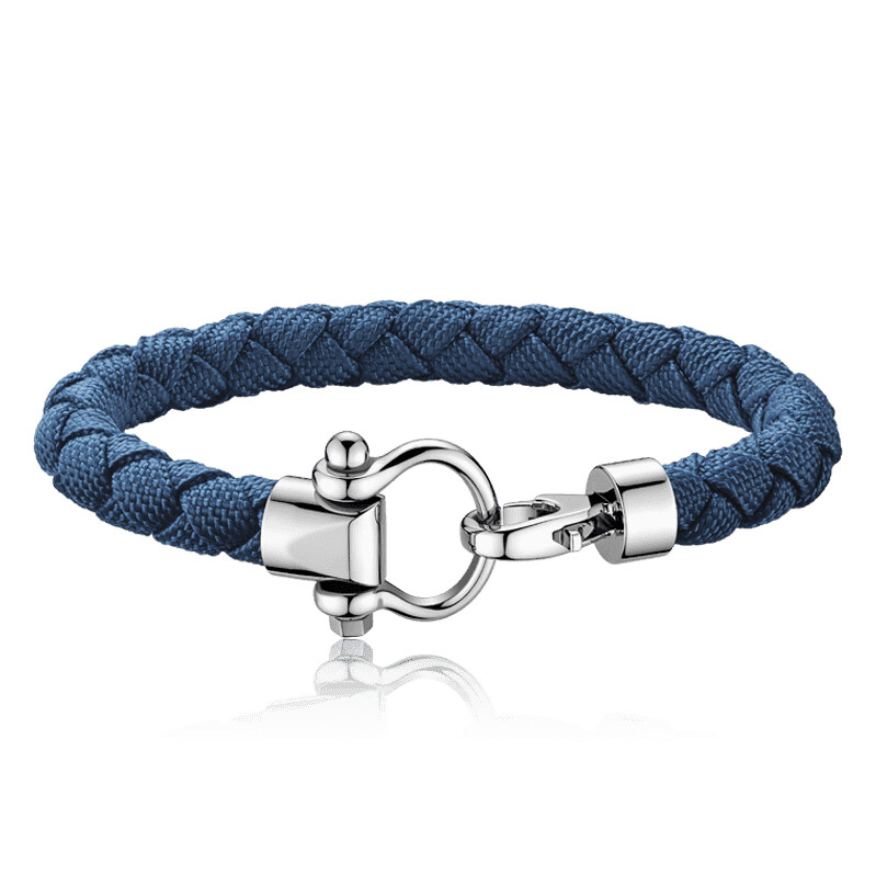 Bracelet OMEGA Sailing  en acier et et nylon bleu tressé