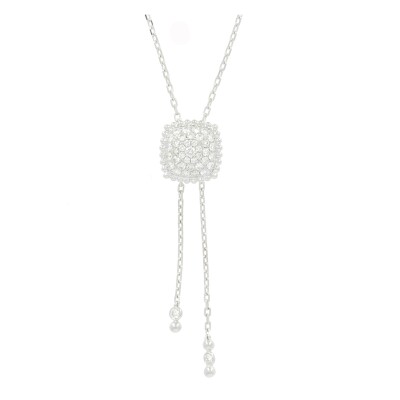 Collier Cravatte or blanc Carree serti de diamants