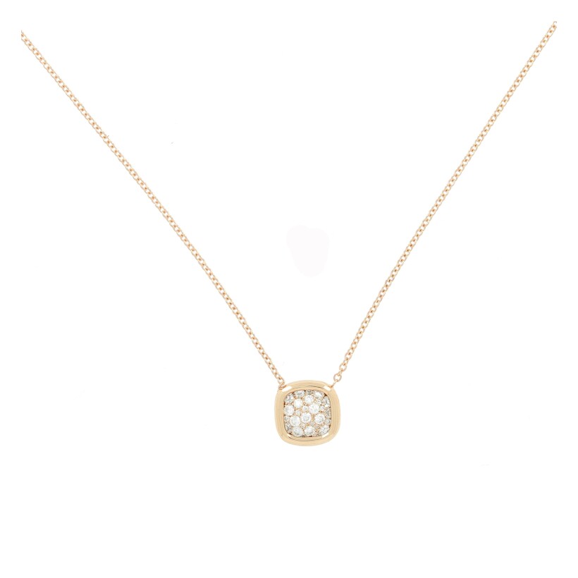 Rose gold chain Square pendant set with diamonds