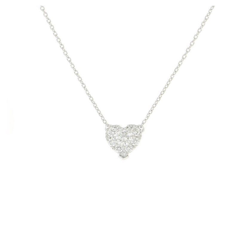 Collier Illusion Cœur en or blanc, or blanc et diamants