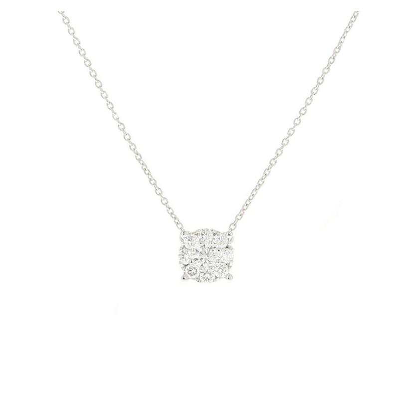 Collier Illusion Rond en or blanc et diamants