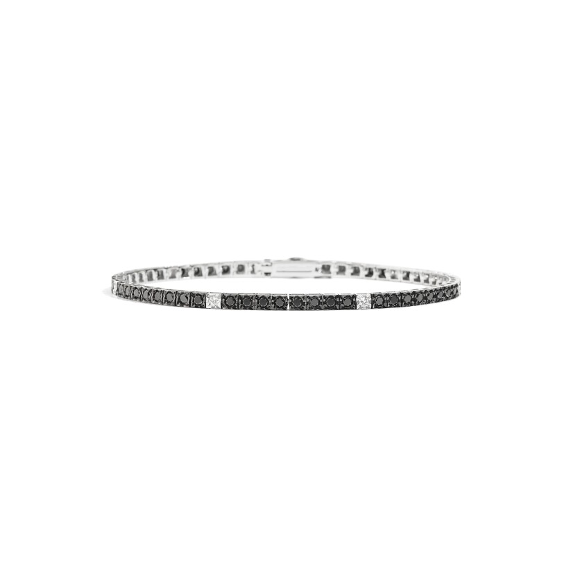 Recarlo Face Cube bracelet in white gold set with black and white diamonds