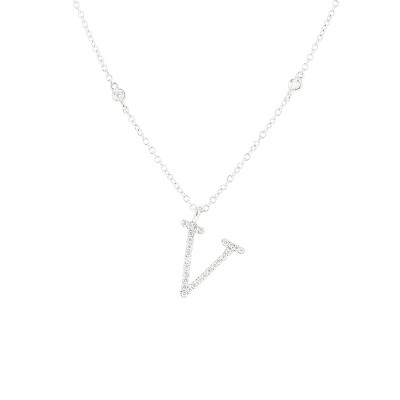 Collier Lettre V en or blanc et diamants