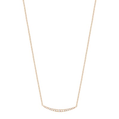 Collier or rose barrette incurvé serti diamants