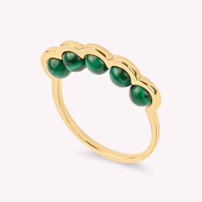 Bague D1928 Coco Beach, or jaune et Perles Malachite