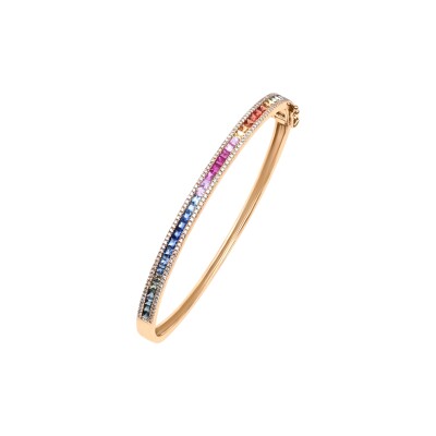 Bracelet or rose bangle serti de saphirs et diamants
