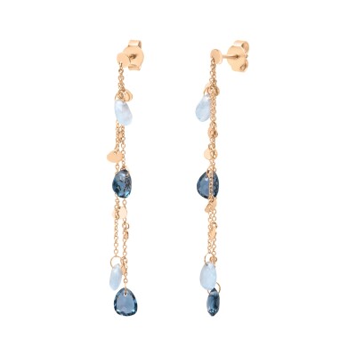 Boucles d'oreilles or rose pampilles Topaze
