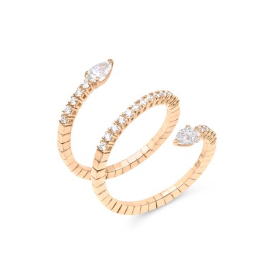 Bague serpent or rose et diamants