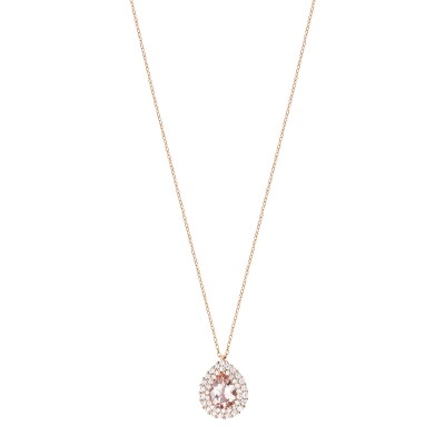 Collier or rose Morganite et Diamants