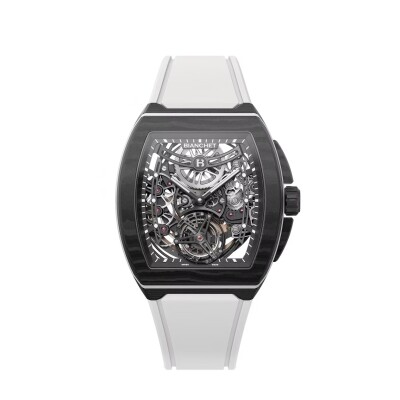 Montre Bianchet Ultrafino Tonneau Carbon Skeleton White