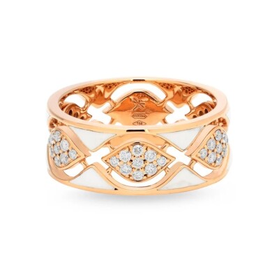 Bague collection Mikou en or rose, en émail et diamants