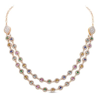 Collier collection Montmartre, en or rose avec pierres précieuses et semi-précieuses