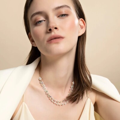 Collier collection Montmartre, en or rose avec pierres précieuses et semi-précieuses